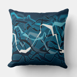 Funky Abstract Waves Blue Throw Pillow