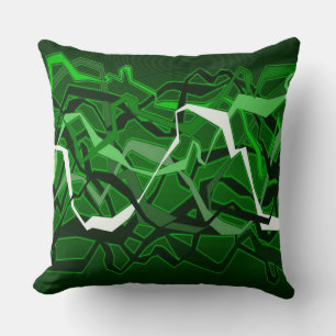 Funky Abstract Waves Green Throw Pillow
