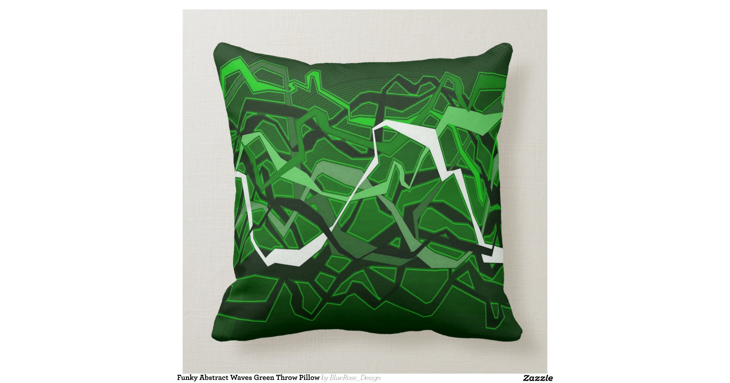 Funky Abstract Waves Green Throw Pillow | Zazzle