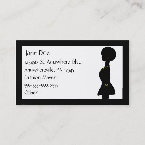 Funky Afro Woman Silhouette Business Card