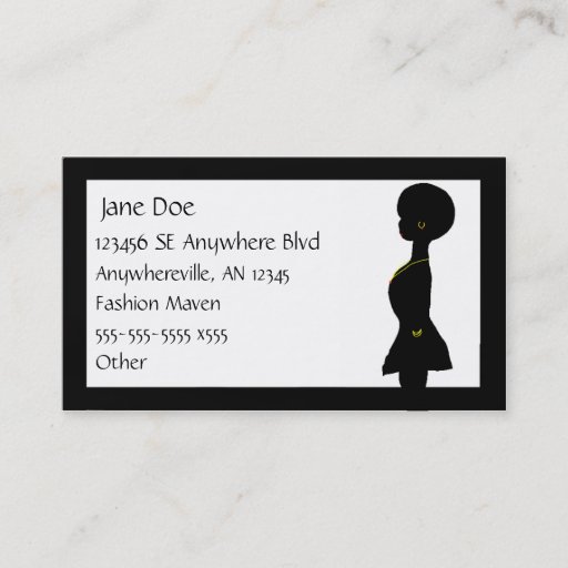 Customizable Funky Afro Woman Silhouette Business Card