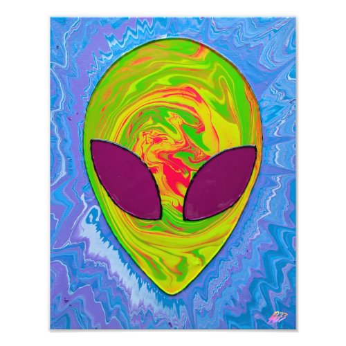 Funky Alien Pour Art Print
