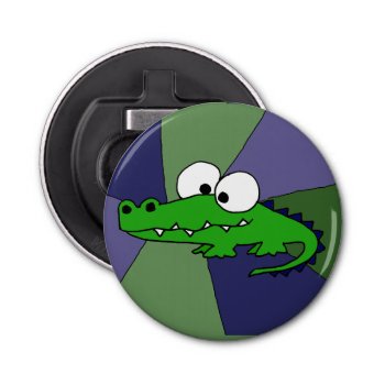Funky Alligator Button Bottle Opener by inspirationrocks at Zazzle