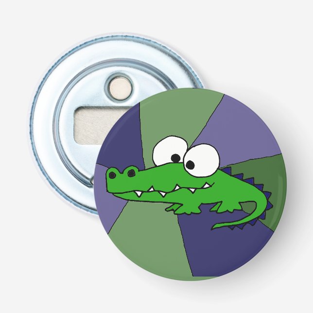 Funky Alligator Button Bottle Opener (Front)