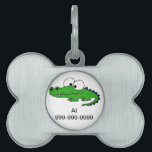 Funky Alligator Pet ID Tag<br><div class="desc">Wonderful funny green alligator is full of personality. This original art design makes a fun unique gift.  Can also add custom text and change background color when ordering.</div>