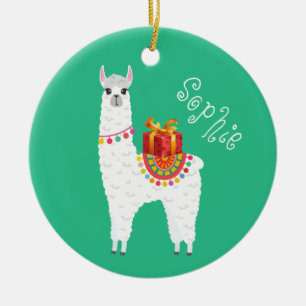 Funky Alpaca Christmas cute llama Ceramic Ornament