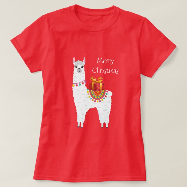 Funky Alpaca Christmas cute llama T-Shirt (Design Front)