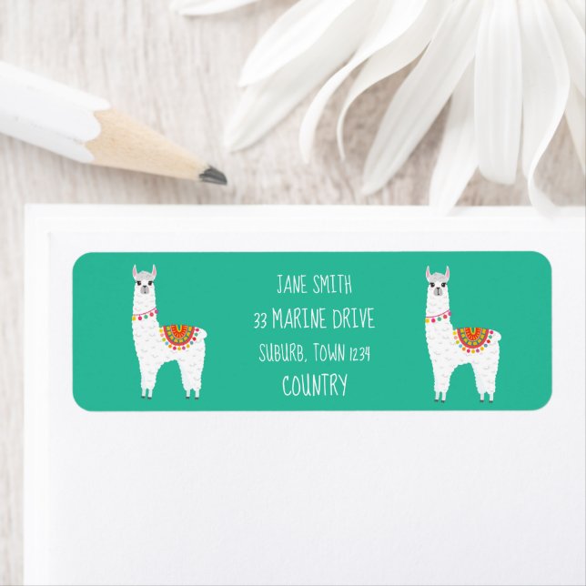 Funky alpaca drama llama label (Insitu)