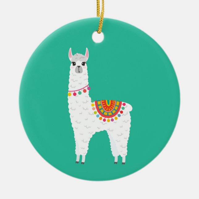 Funky Alpaca llama drama cute animal Ceramic Ornament (Front)
