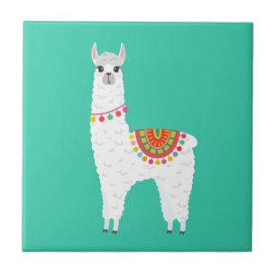 Funky Alpaca llama drama cute animal Ceramic Tile