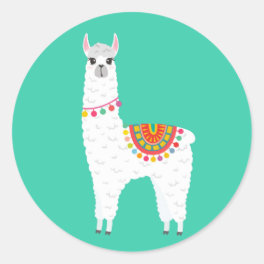 Funky Alpaca llama drama cute animal Classic Round Sticker
