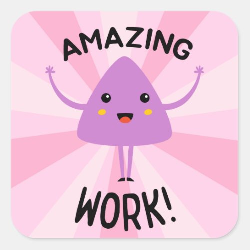 Funky Amazing Work Teacher Student Reward Square Sticker