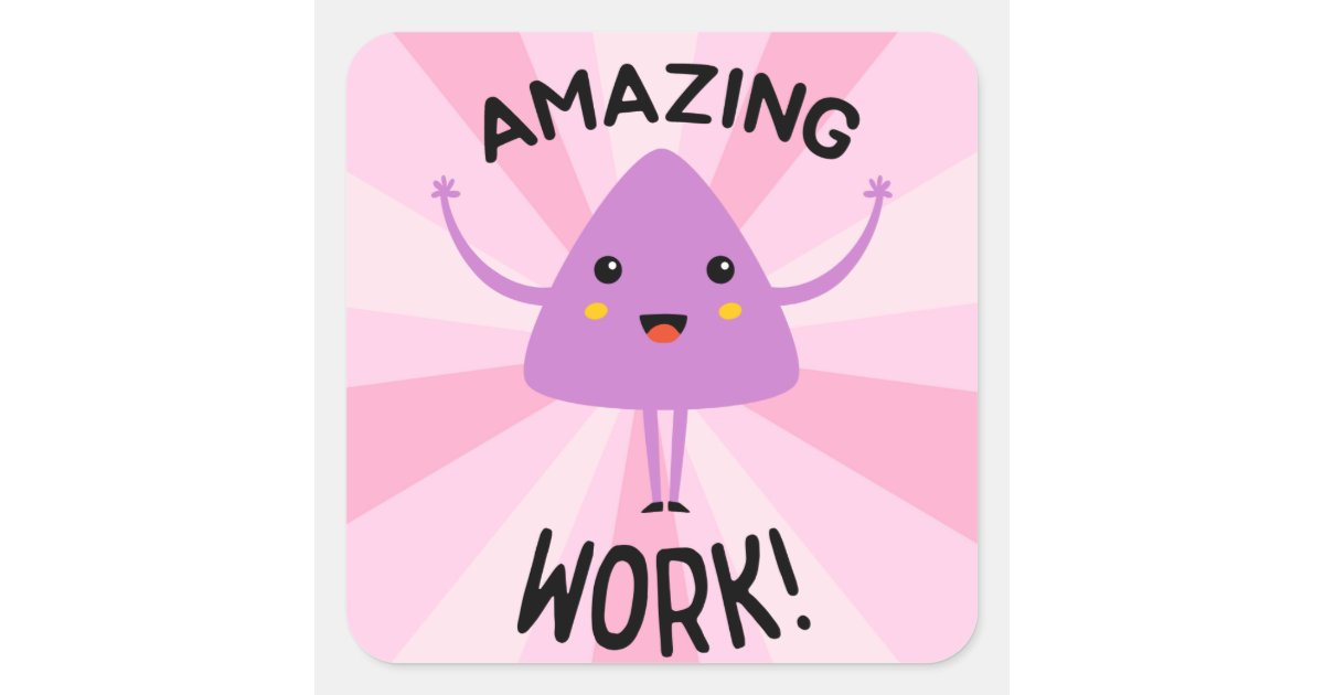 Funky Amazing Work Teacher Student Reward Square Sticker | Zazzle
