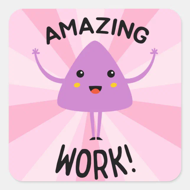 Funky Amazing Work Teacher Student Reward Square Sticker | Zazzle