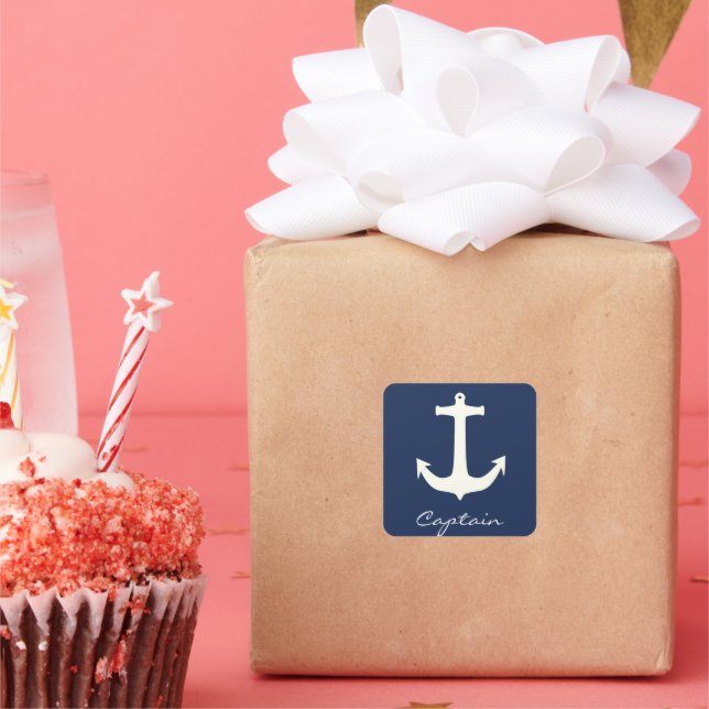 Funky Anchor Captain Sea Ocean Sailing Square Sticker (Party)