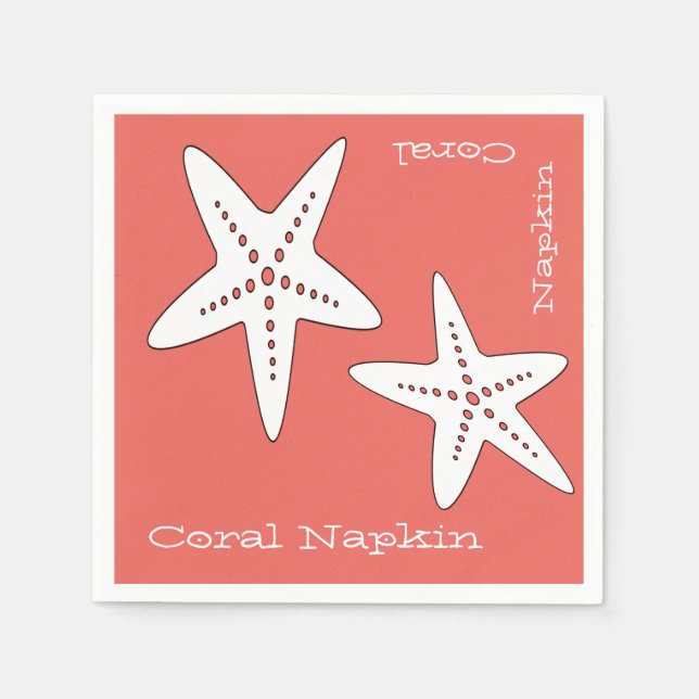 Funky and Cute Starfish Coral Paper Napkin (Front)