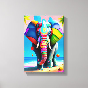 Funky and Playful Rainbow Elephant Print