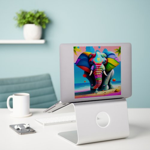 Funky and Playful Rainbow Elephant Print  Sticker