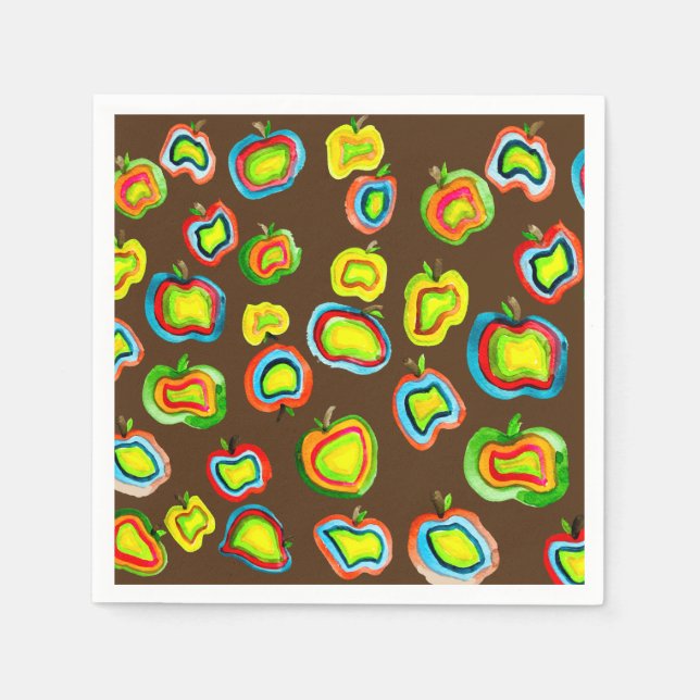 Funky apple watercolor fruit design napkins (Front)