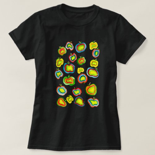 Funky apple watercolor fruit design T_Shirt
