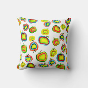 Funky apple watercolor fruit design throw pillow