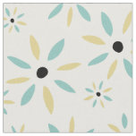 Funky Aqua Blue And Yellow Retro Flowers Fabric