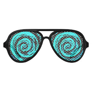 Funky Aqua Hypnotic Swirl Art Aviator Sunglasses