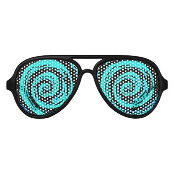Funky Aqua Hypnotic Swirl Art Aviator Sunglasses by GroovyFinds at Zazzle