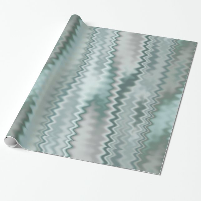 Funky Aqua Random Zig Zag Fractal Pattern Wrapping Paper (Unrolled)