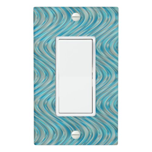 Funky Aqua Turquoise Blue Curved Lines Art Pattern Light Switch Cover
