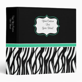 Funky Aqua Zebra Binder