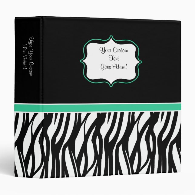 Funky Aqua Zebra Binder (Front/Spine)