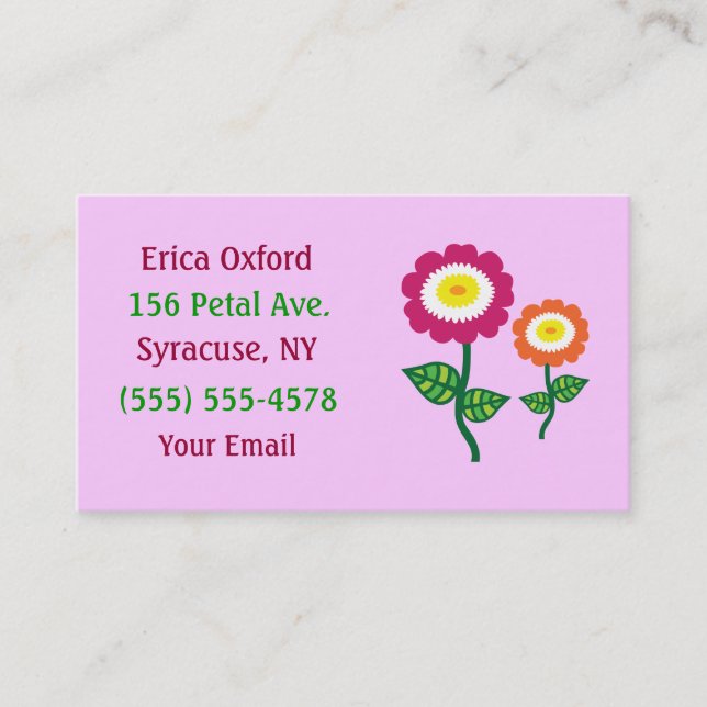 Funky Art Flower Business Cards (Front)