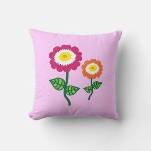 Funky Art Flowers Throw Pillow