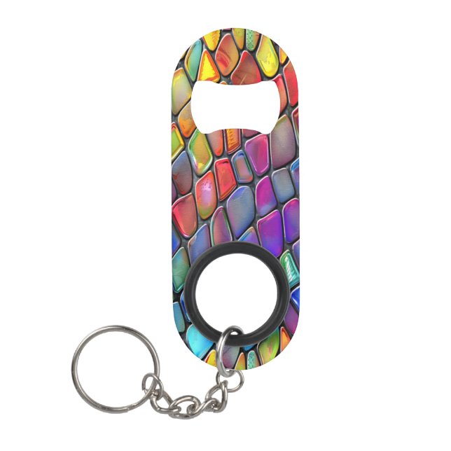 Funky Artistic Glass Keychain Bottle Opener (Front)