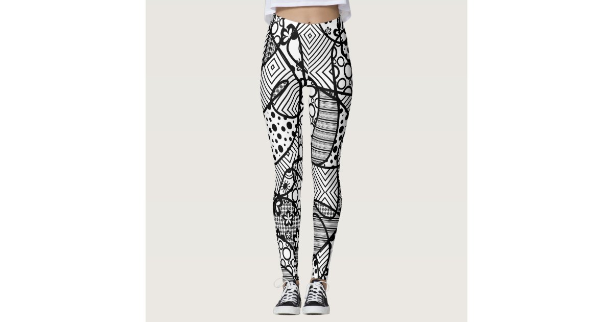 Funky, Artsy, Black & White Pattern Abstract 4 Leggings