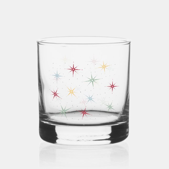 Funky Atomic Age Starburst Mid Century Modern Whiskey Glass (Front)