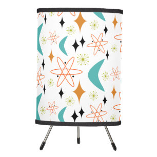 Funky Atomic Boomerang Diamond Mid Mod Pattern Tripod Lamp