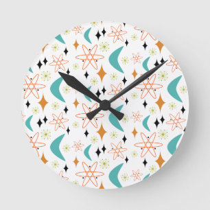 Funky Atomic Boomerang Diamond Midcentury Round Cl Round Clock