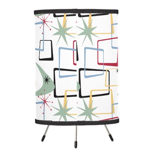 Funky Atomic Starburst Boomerang Squares Mid Mod Tripod Lamp (Back)