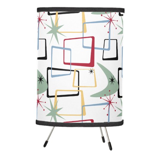 Funky Atomic Starburst Boomerang Squares Mid Mod Tripod Lamp (Right)