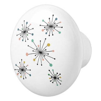 Funky Atomic Starburst Mid-century Modern Ceramic Knob
