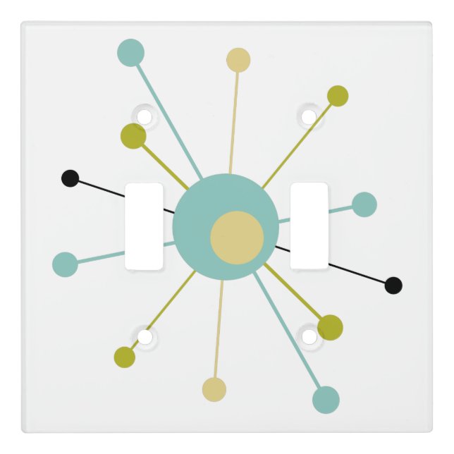 Funky Atomic Starburst Mid Century Modern Light Switch Cover (Front)