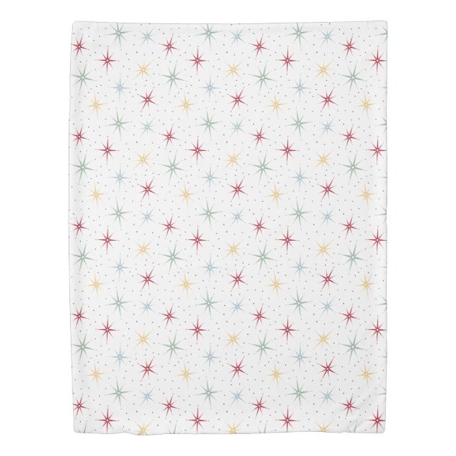 Funky Atomic Starburst Mid Century Modern Pattern Duvet Cover (Front)