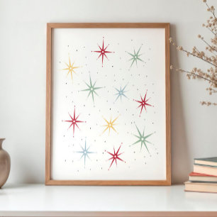 Funky Atomic Starburst Mid Century Pattern Poster