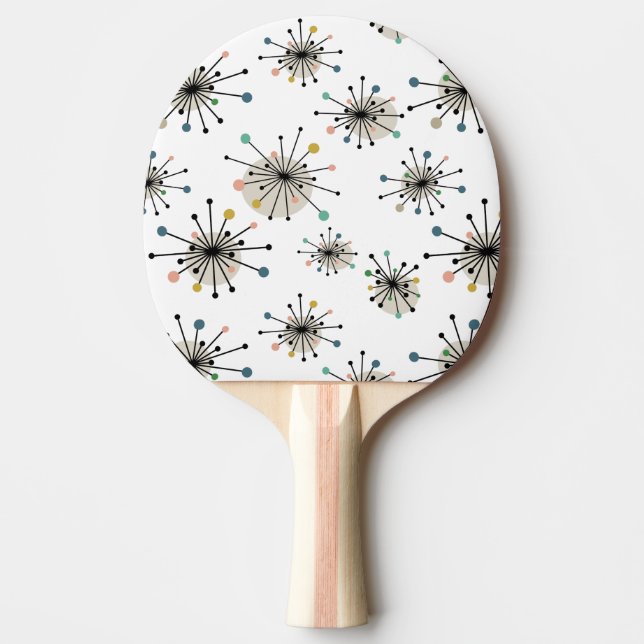 Funky Atomic Starburst Retro Mid Century Modern Ping Pong Paddle (Front)