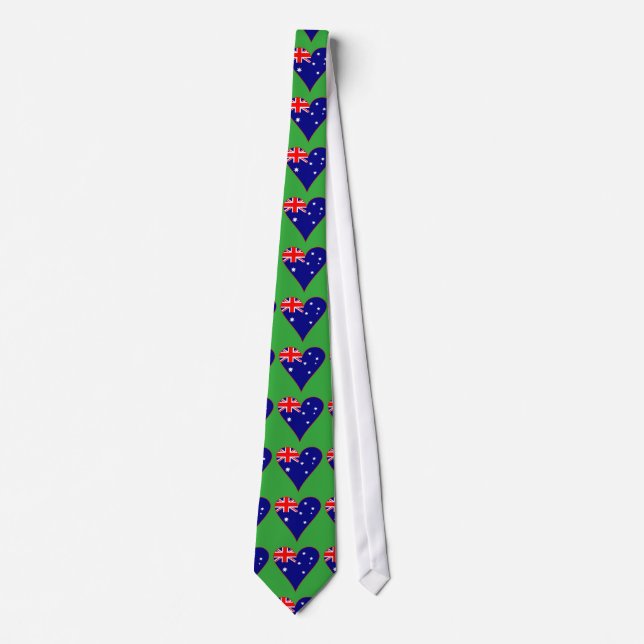 Funky Australia Heart Flag Green Background  Neck Tie (Front)