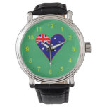 Funky Australia Heart Flag Green Background  Watch