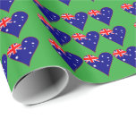 Funky Australia Heart Flag Green Background  Wrapping Paper