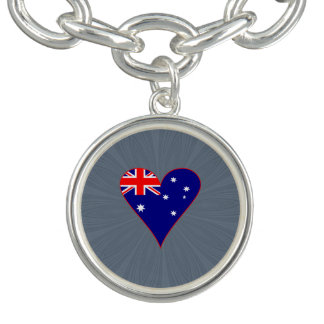 Funky Australia Heart Flag Red Border Grey Backgro Bracelet